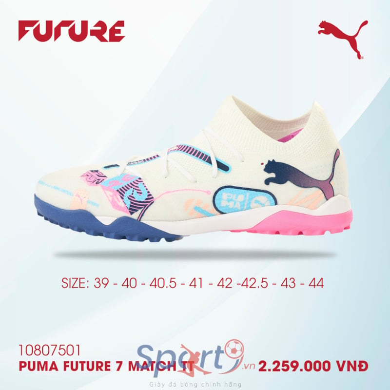 PUMA Future 7 Match TT - Trắng/Xanh/Hồng - 108075-01