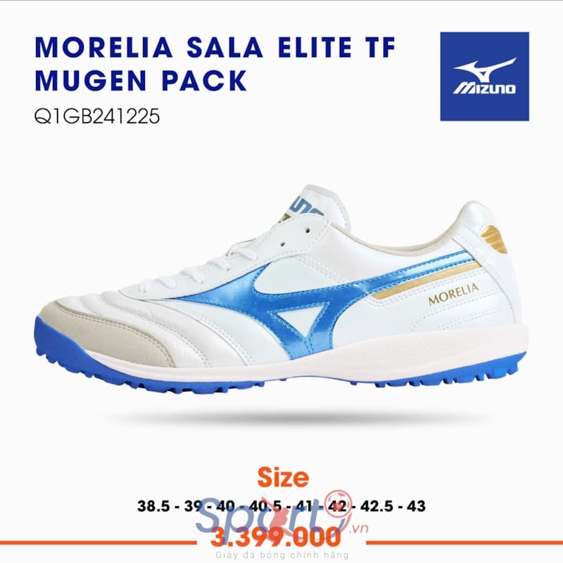 Mizuno Morelia Sala Elite TF - Trắng Xanh - Q1GB41225