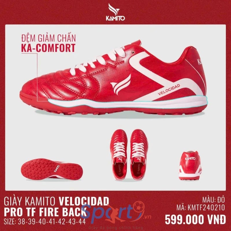 Kamito Velocidad Pro TF Fire Back - KMTF240210 - Màu Đỏ