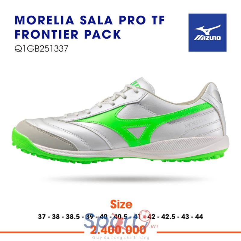 Mizuno Morelia Sala Pro TF Frontier - Trắng/Xanh Lá - Q1GB251337